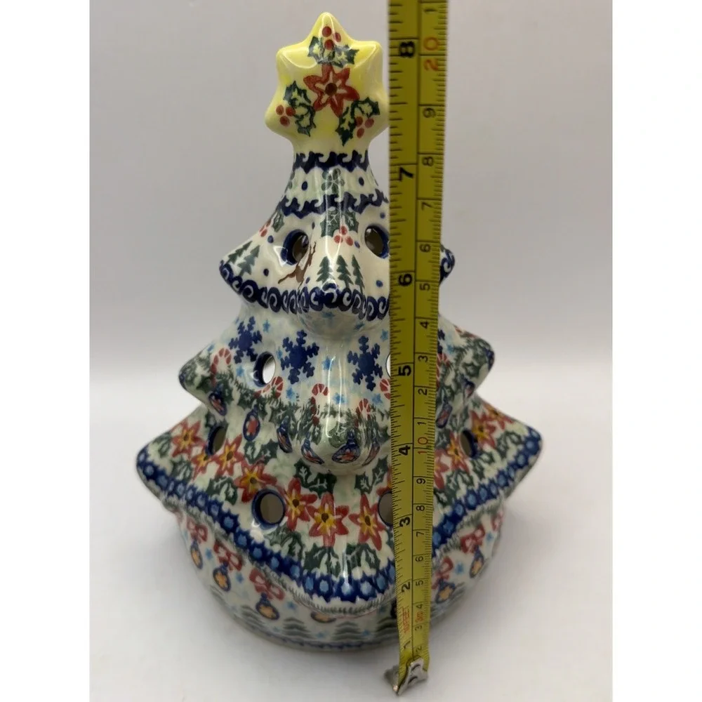 Vena Polish Pottery Christmas Tree Votive 8.5